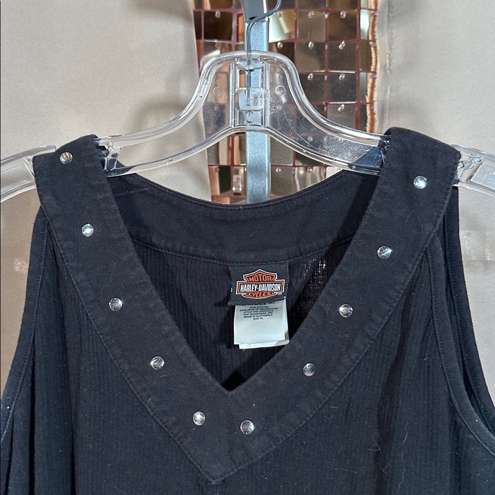 Harley-Davidson Black Tank with Silver Studs - Picture 3 of 6